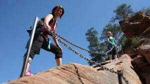 Hiking Angels Landing with chains