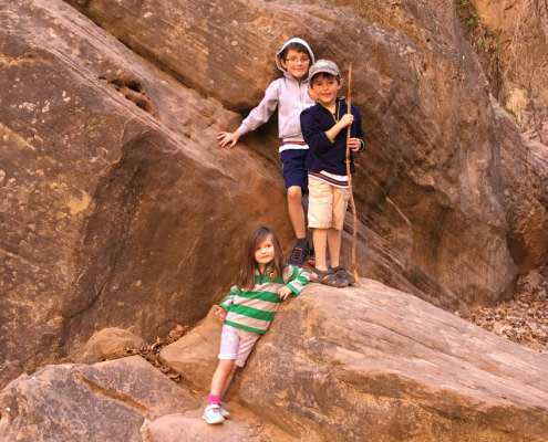 Kids hiking in Zion National Park